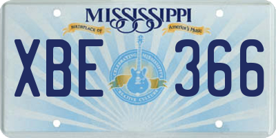 MS license plate XBE366