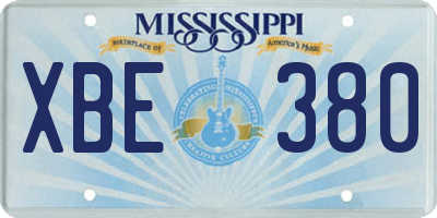 MS license plate XBE380