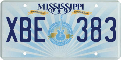 MS license plate XBE383