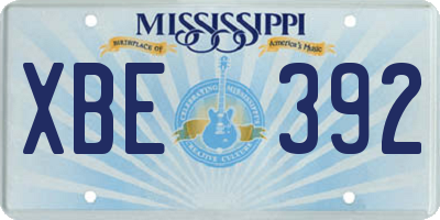 MS license plate XBE392