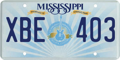 MS license plate XBE403