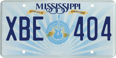 MS license plate XBE404