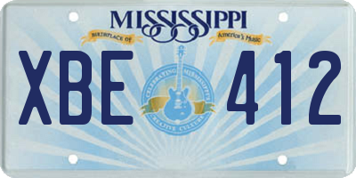 MS license plate XBE412