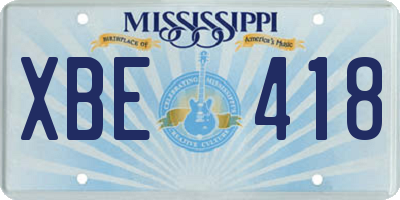 MS license plate XBE418