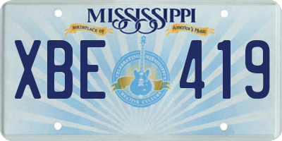 MS license plate XBE419