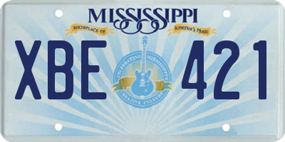 MS license plate XBE421