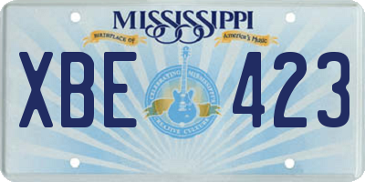 MS license plate XBE423