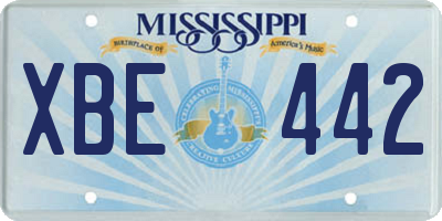 MS license plate XBE442