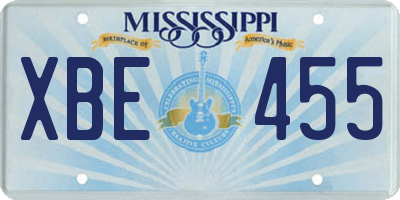 MS license plate XBE455