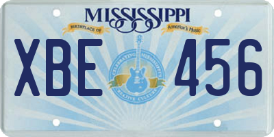 MS license plate XBE456