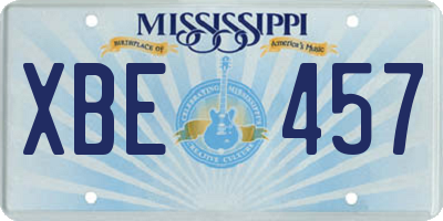 MS license plate XBE457