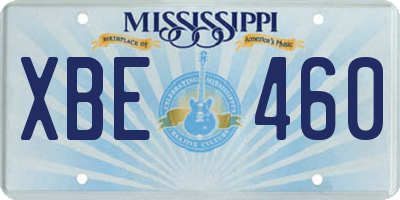 MS license plate XBE460