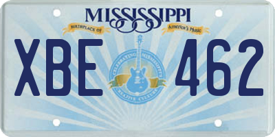 MS license plate XBE462