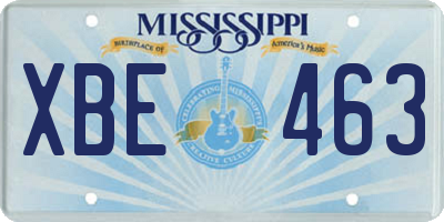 MS license plate XBE463