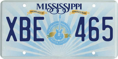 MS license plate XBE465