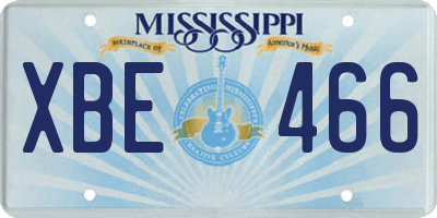 MS license plate XBE466