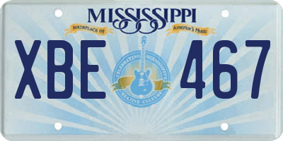 MS license plate XBE467