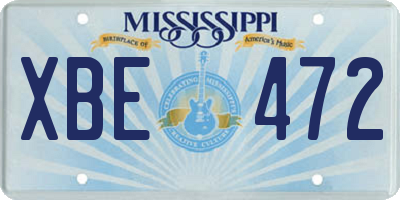MS license plate XBE472