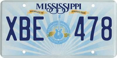 MS license plate XBE478