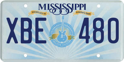 MS license plate XBE480