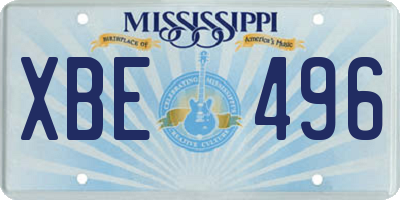 MS license plate XBE496