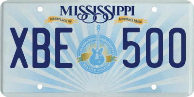 MS license plate XBE500
