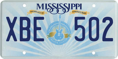 MS license plate XBE502