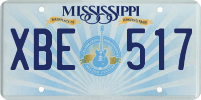 MS license plate XBE517