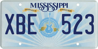MS license plate XBE523