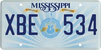 MS license plate XBE534