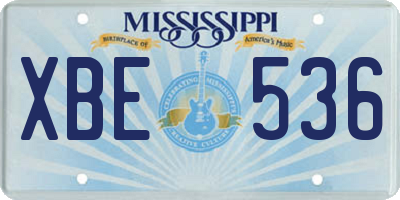 MS license plate XBE536