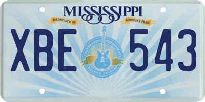 MS license plate XBE543