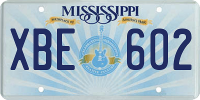 MS license plate XBE602