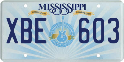MS license plate XBE603