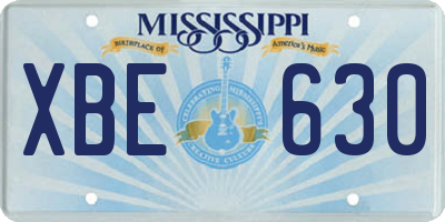 MS license plate XBE630