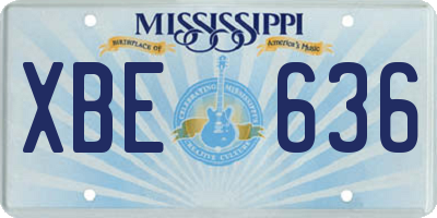 MS license plate XBE636