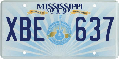 MS license plate XBE637