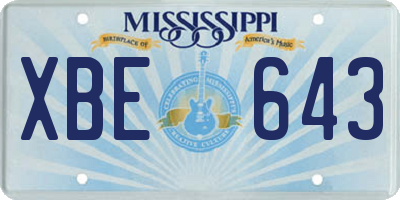 MS license plate XBE643