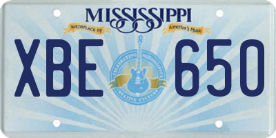 MS license plate XBE650