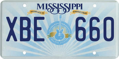 MS license plate XBE660