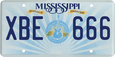 MS license plate XBE666