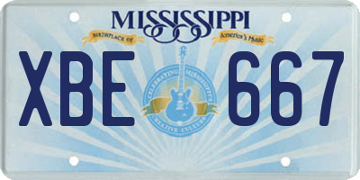 MS license plate XBE667