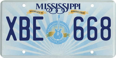 MS license plate XBE668
