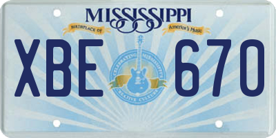 MS license plate XBE670
