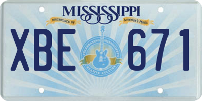 MS license plate XBE671