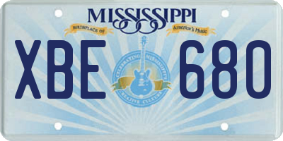 MS license plate XBE680