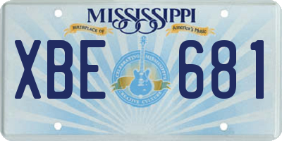MS license plate XBE681