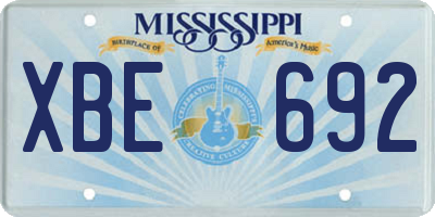 MS license plate XBE692