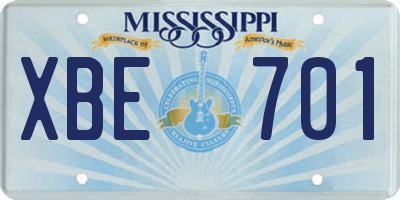MS license plate XBE701