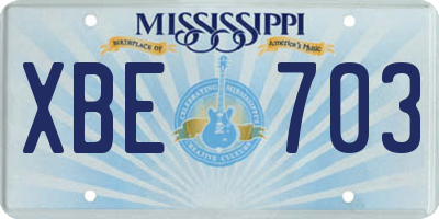 MS license plate XBE703